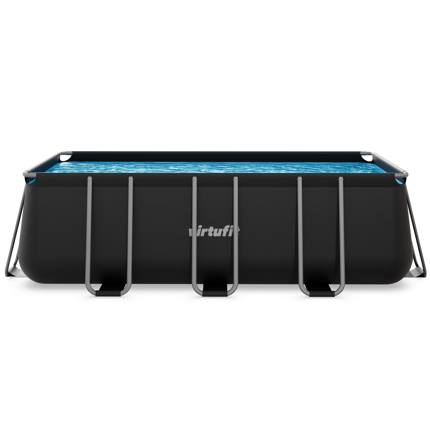 VirtuFit Rechthoekig Zwembad 400 x 200 x 122 cm - Antraciet - Inclusief Filterpomp