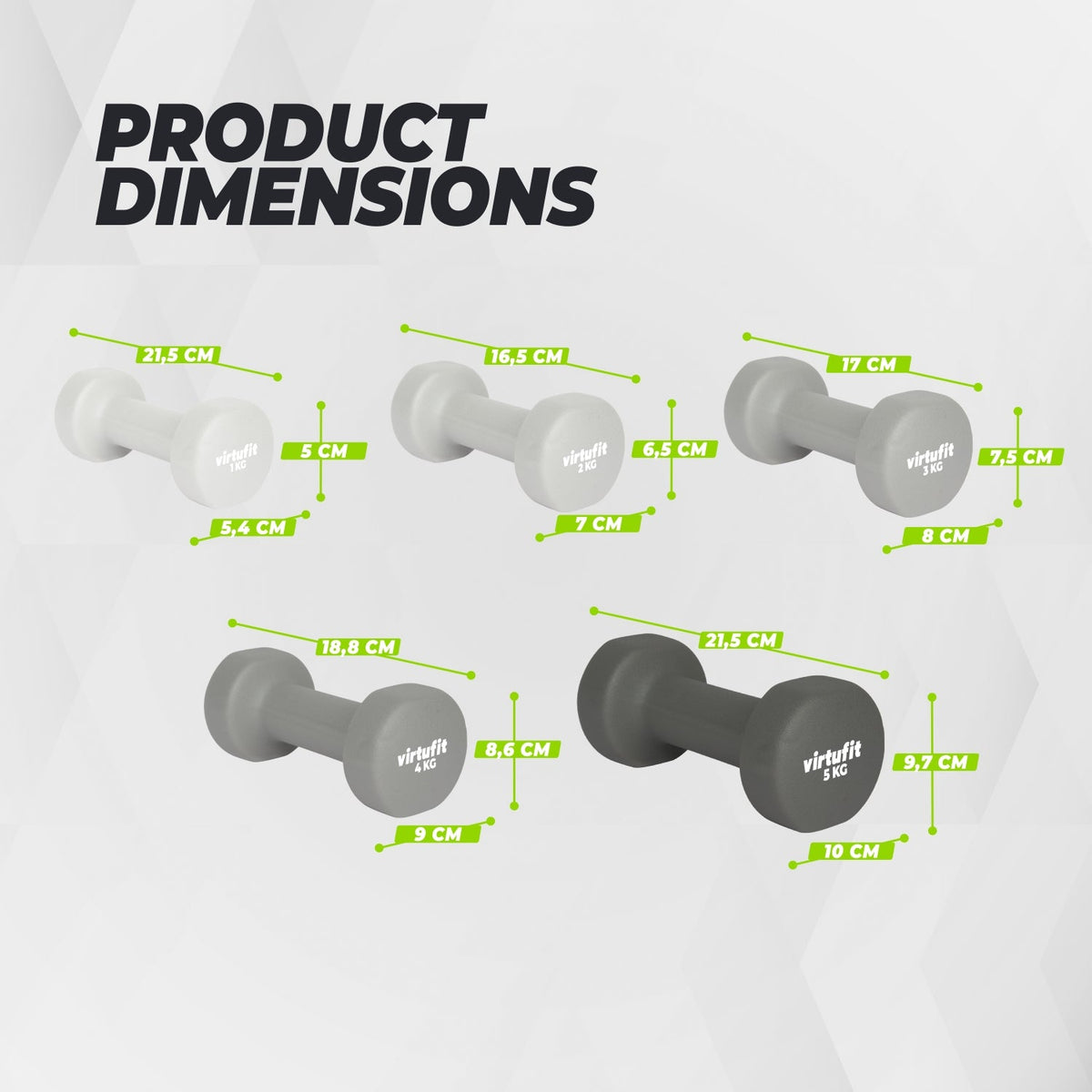 VirtuFit Vinyl Dumbbell Set Pro - 2 x 2 kg - Tweedekans