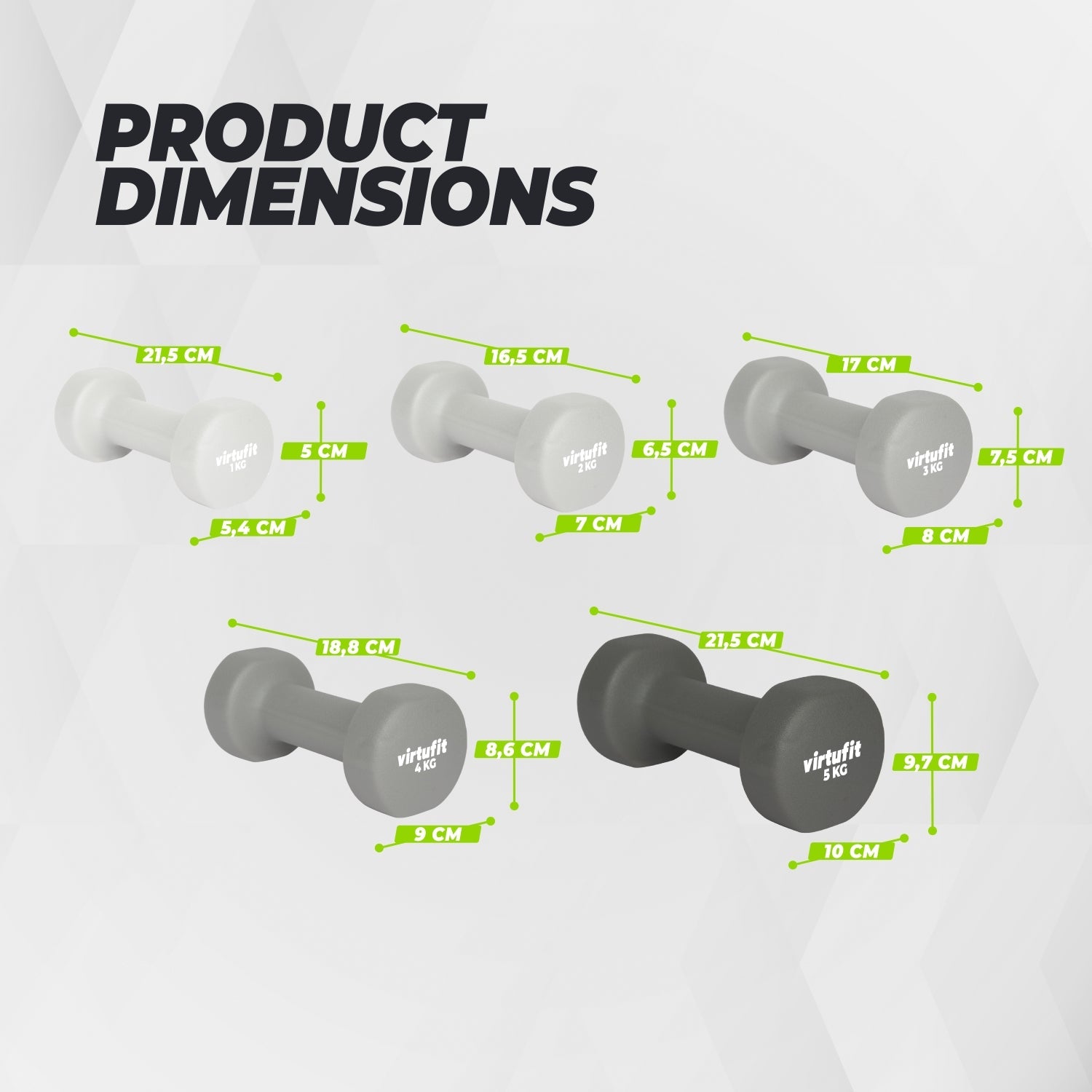 VirtuFit Vinyl Dumbbell Set Pro - 2 x 4 kg