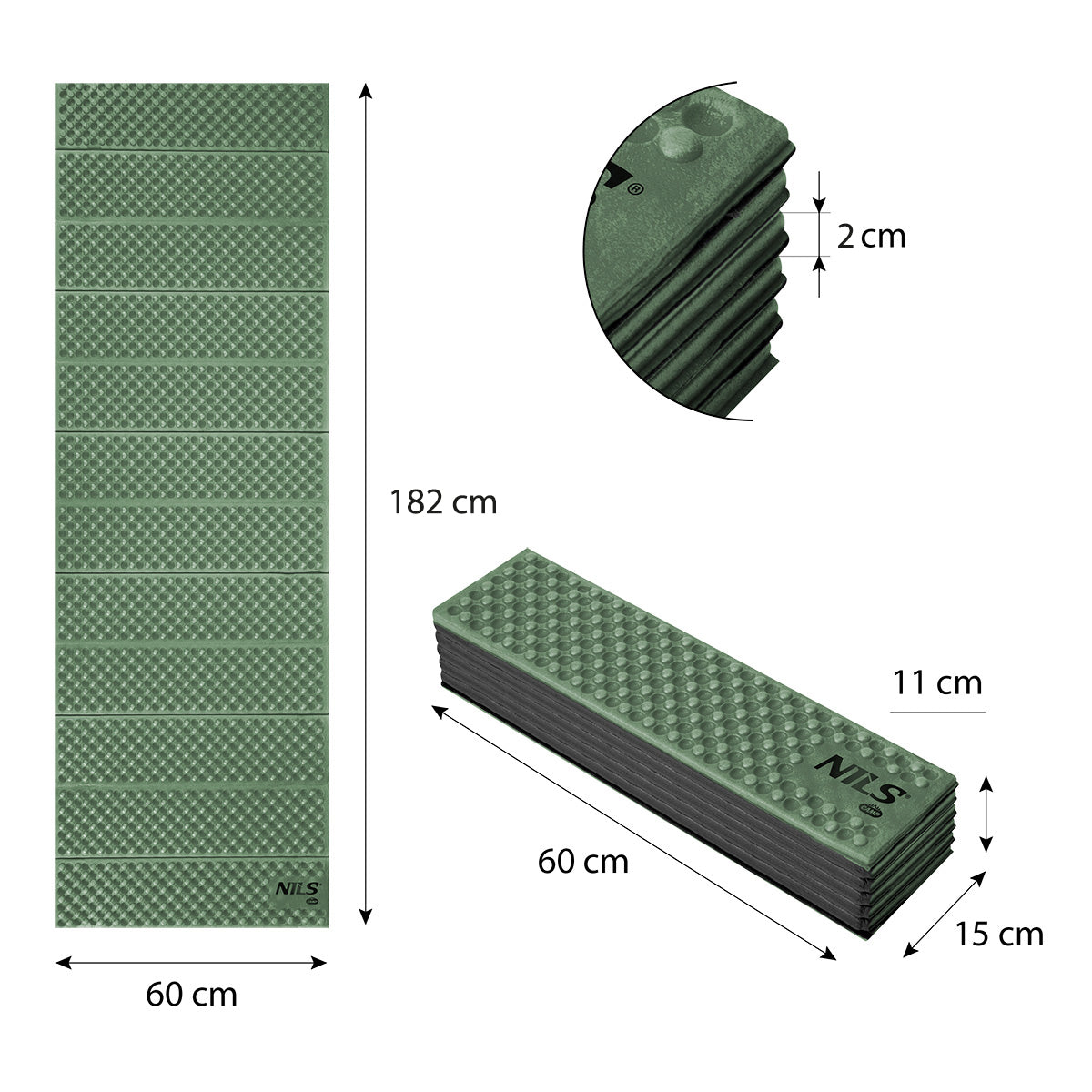 NILS Camp Opvouwbare Slaapmat - Groen - 182 cm