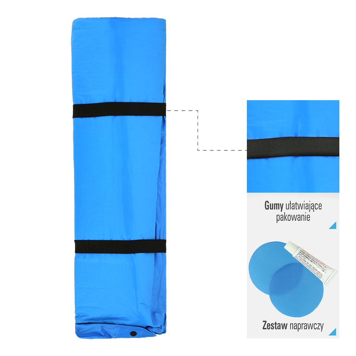 NILS Camp Zelfopblazende Slaapmat met Kussen - 2-persoons - Blauw
