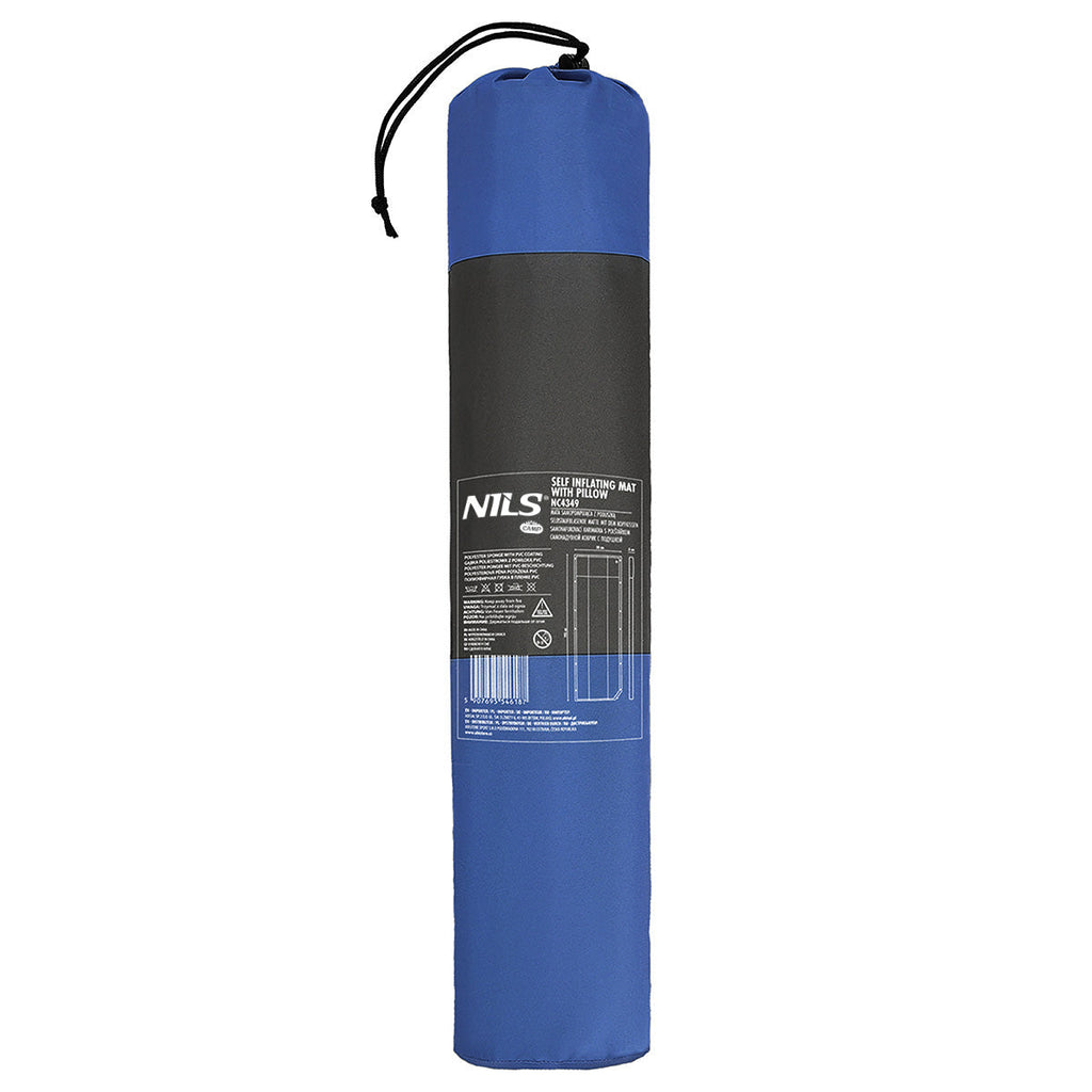 NILS Camp Zelfopblazende Slaapmat met Kussen - Blauw/Grijs