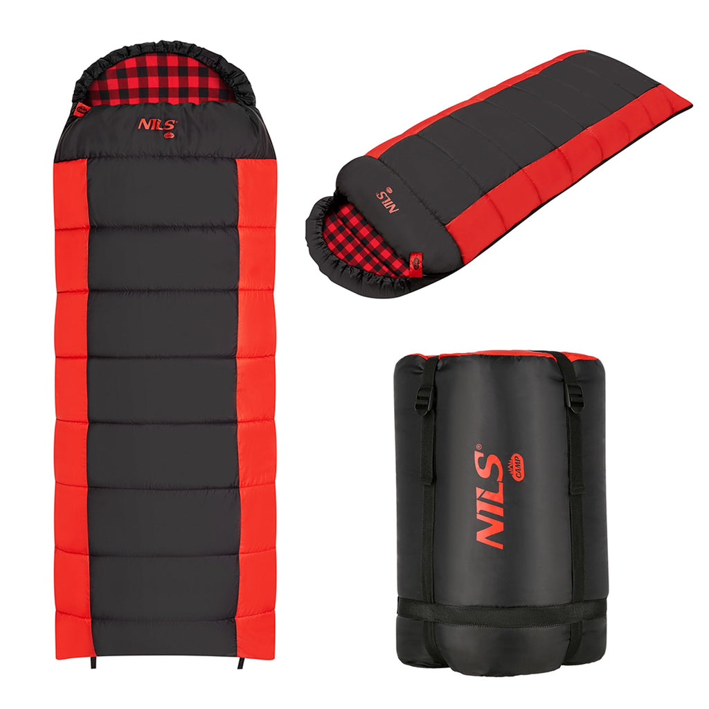 NILS Camp 2-persoons Slaapzak - Zwart/Rood