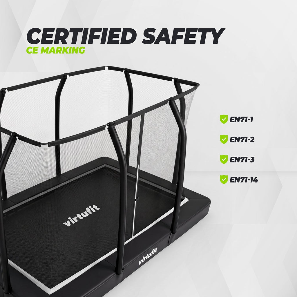 VirtuFit Premium Inground Trampoline met Veiligheidsnet - Zwart - 183 x 274 cm
