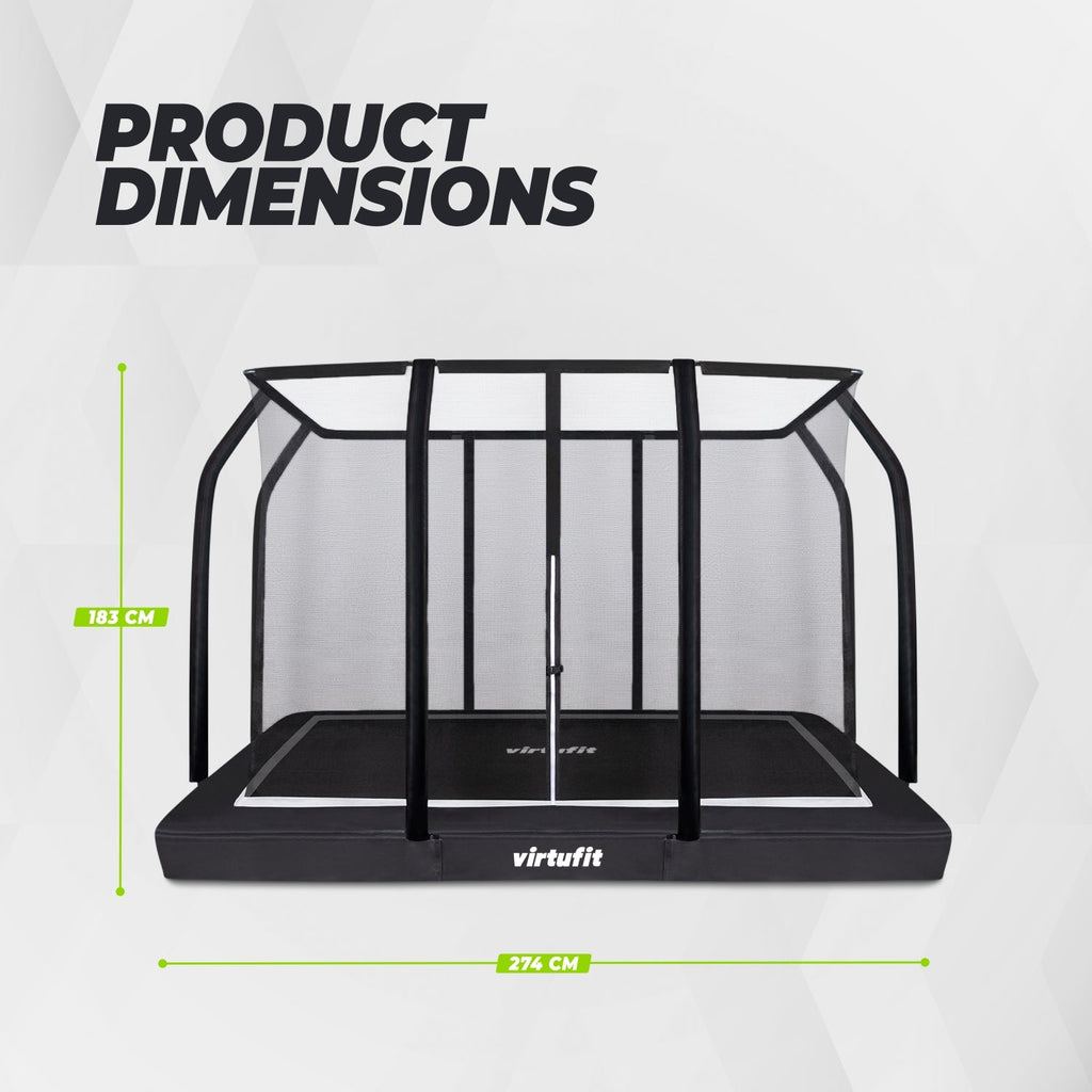 VirtuFit Premium Inground Trampoline met Veiligheidsnet - Zwart - 183 x 274 cm