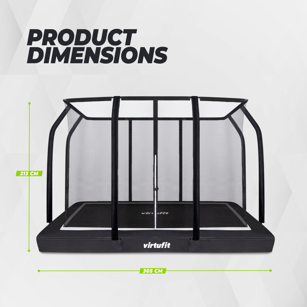VirtuFit Premium Inground Trampoline met Veiligheidsnet - Zwart - 213 x 305 cm