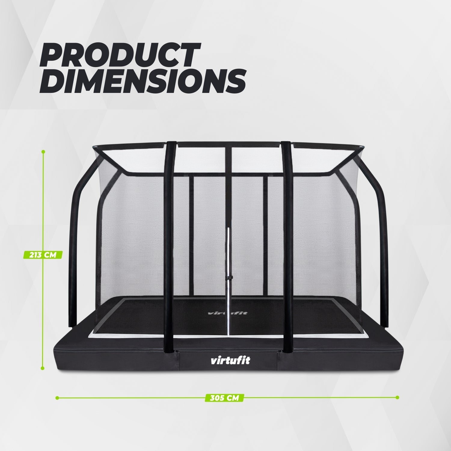 VirtuFit Premium Inground Trampoline met Veiligheidsnet - Zwart - 213 x 305 cm