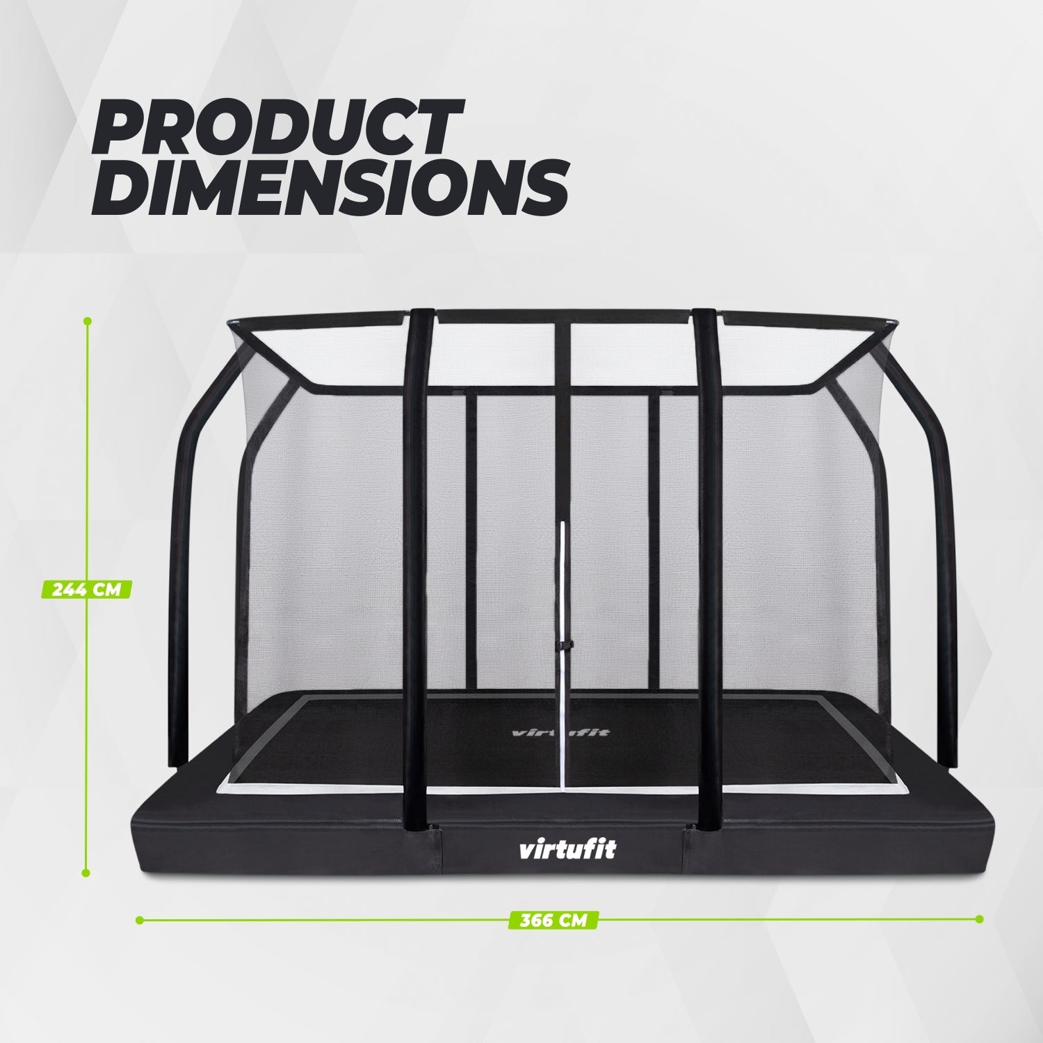 VirtuFit Premium Inground Trampoline met Veiligheidsnet - Zwart - 244 x 366 cm