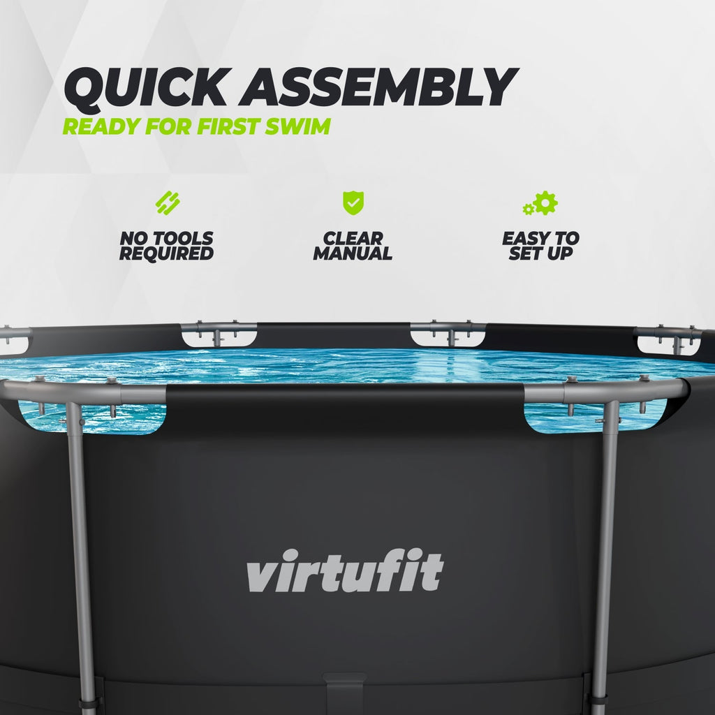 VirtuFit Rond Zwembad - Ø366 x 100 cm - Antraciet