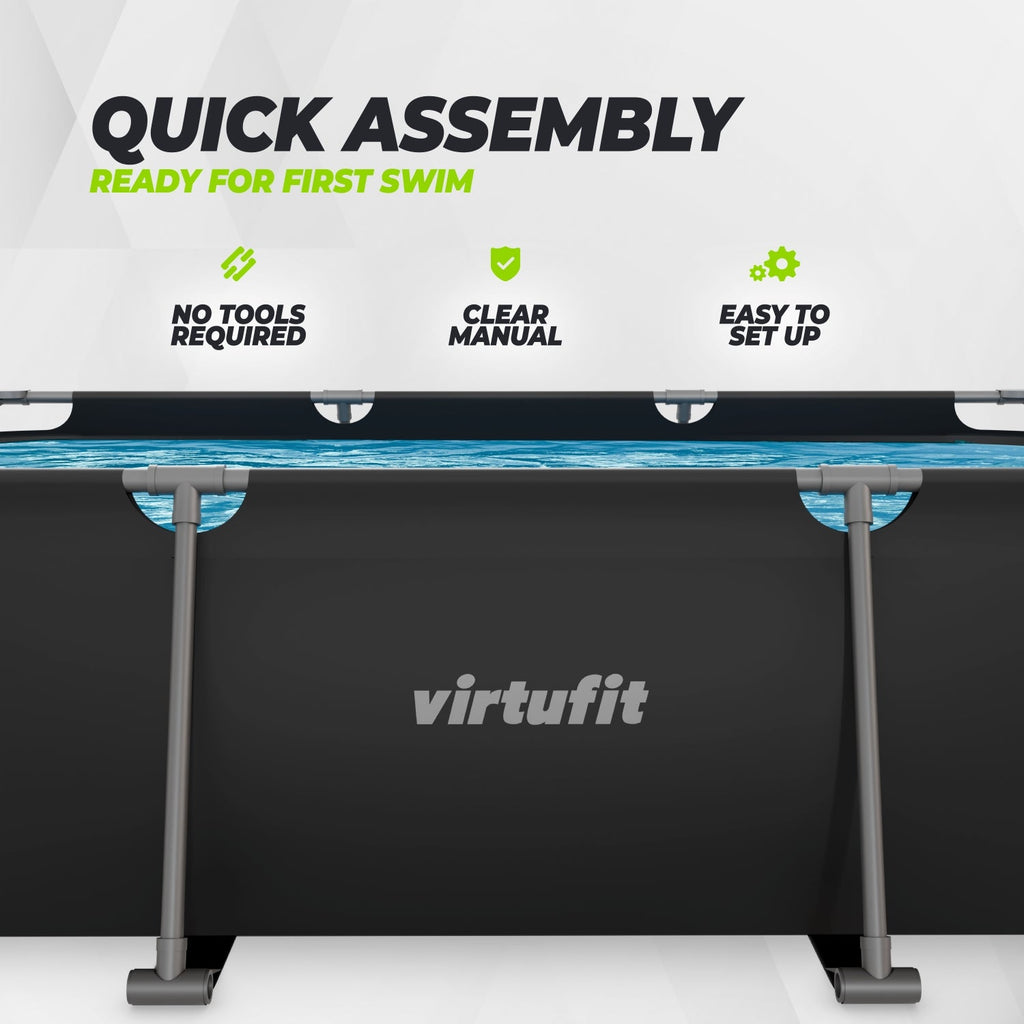 VirtuFit Rechthoekig Zwembad - 300 x 210 x 66 cm - Antraciet