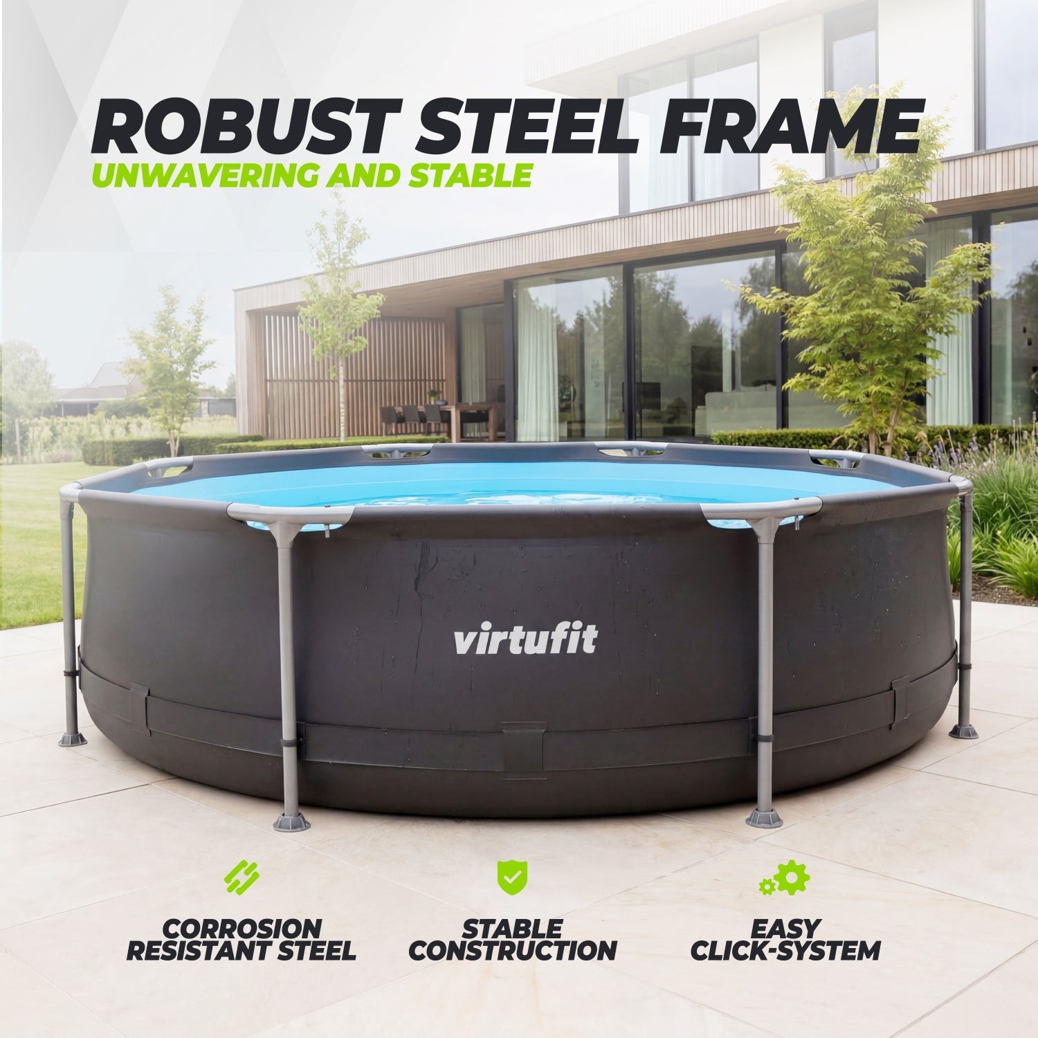 VirtuFit Rond Zwembad - Ø305 x 76 cm - Antraciet
