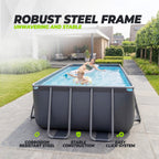 VirtuFit Rechthoekig Zwembad 400 x 200 x 122 cm - Antraciet - Inclusief Filterpomp