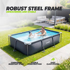 VirtuFit Rechthoekig Zwembad - 300 x 210 x 66 cm - Antraciet - Inclusief Filterpomp