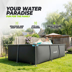 VirtuFit Rechthoekig Zwembad - 260 x 180 x 66 cm - Antraciet - Inclusief Filterpomp