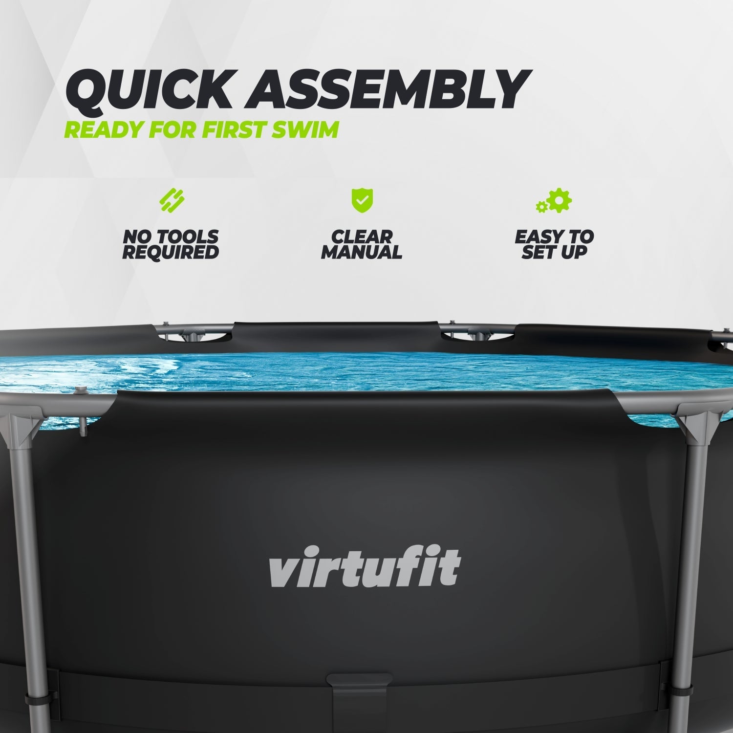 VirtuFit Rond Zwembad - Ø305 x 76 cm - Antraciet - Inclusief Filterpomp
