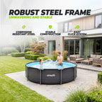 VirtuFit Rond Zwembad - Ø244 x 76 cm - Antraciet - Inclusief Filterpomp