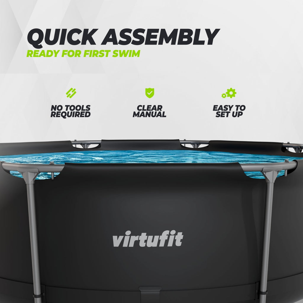VirtuFit Rond Zwembad - Ø244 x 76 cm - Antraciet - Inclusief Filterpomp