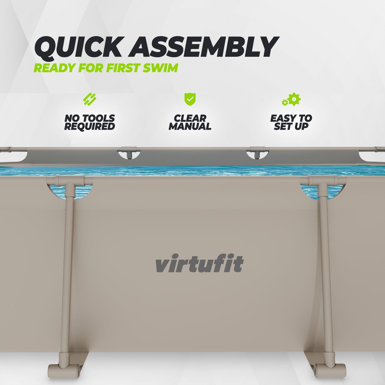 VirtuFit Rechthoekig Zwembad - 300 x 210 x 66 cm - Beige