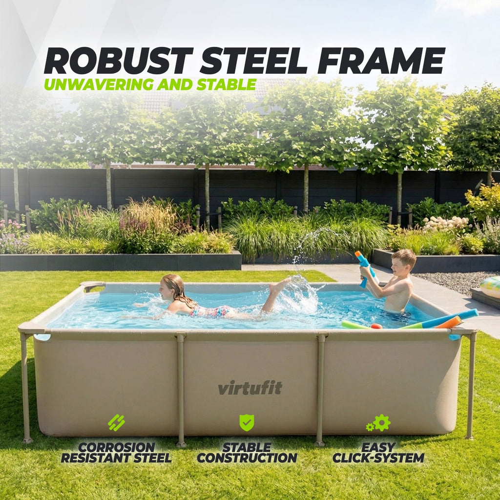 VirtuFit Rechthoekig Zwembad - 260 x 180 x 66 cm - Beige - Compleet Pakket