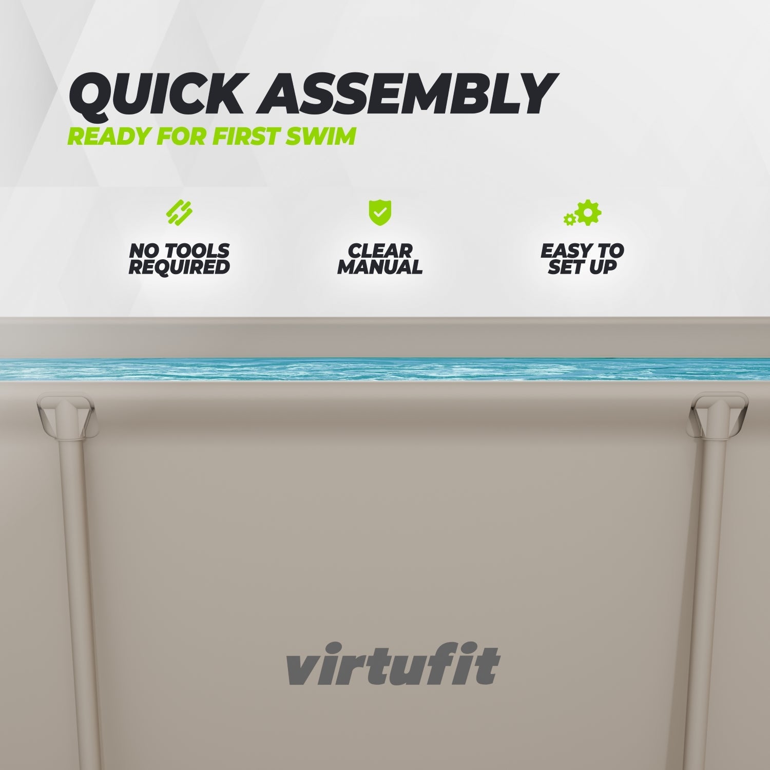 VirtuFit Rechthoekig Zwembad - 260 x 180 x 66 cm - Beige - Compleet Pakket