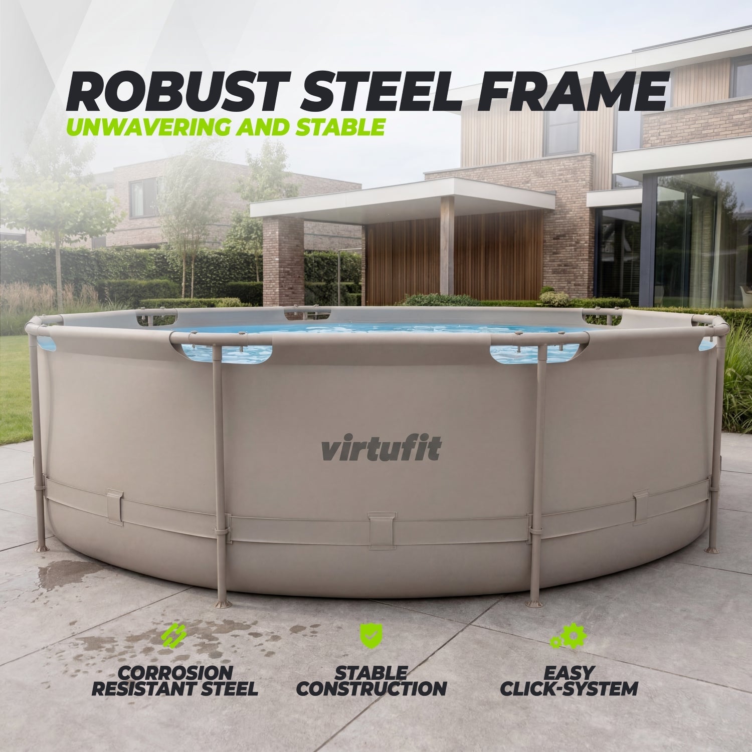 VirtuFit Rond Zwembad - Ø366 x 100 cm - Beige - Inclusief Filterpomp