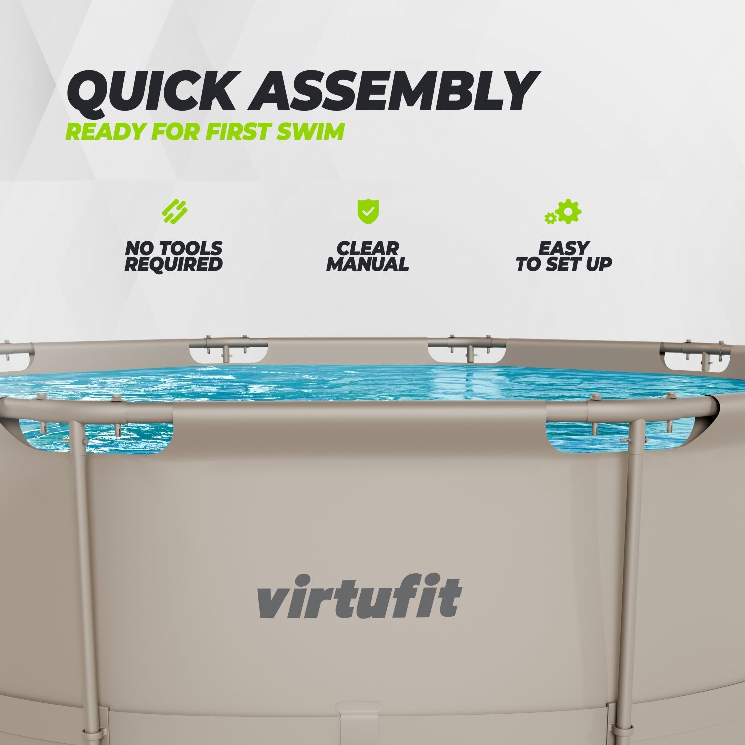 VirtuFit Rond Zwembad - Ø366 x 100 cm - Beige - Inclusief Filterpomp