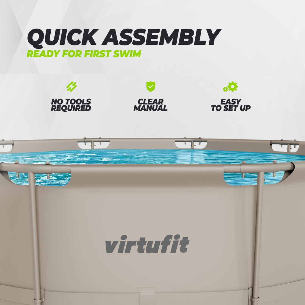 VirtuFit Zwembad Rond Ø366 x 100 cm - Beige - Compleet Pakket