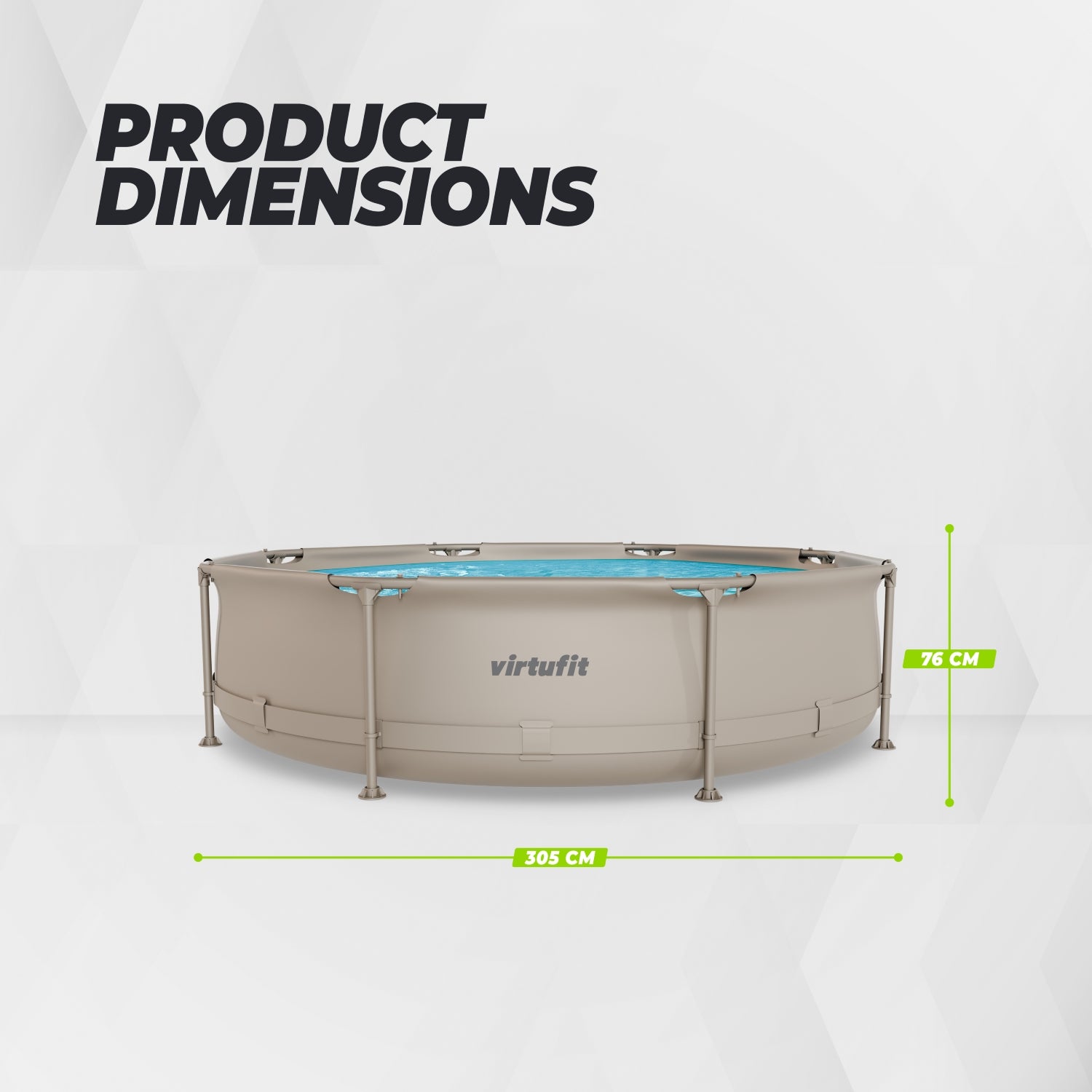 VirtuFit Zwembad Rond Ø305 x 76 cm - Beige - Compleet Pakket