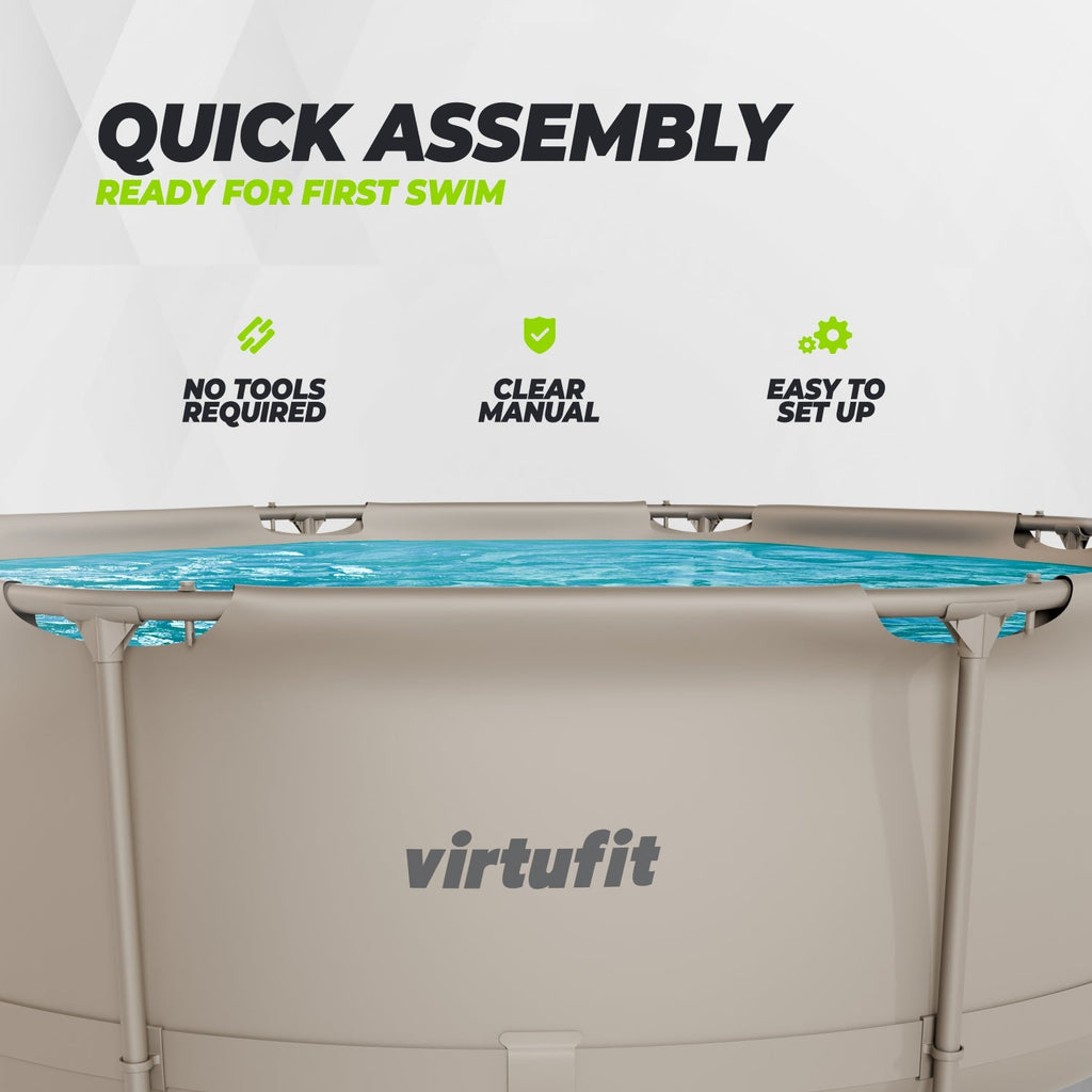 VirtuFit Zwembad Rond Ø244 x 76 cm - Beige - Compleet Pakket
