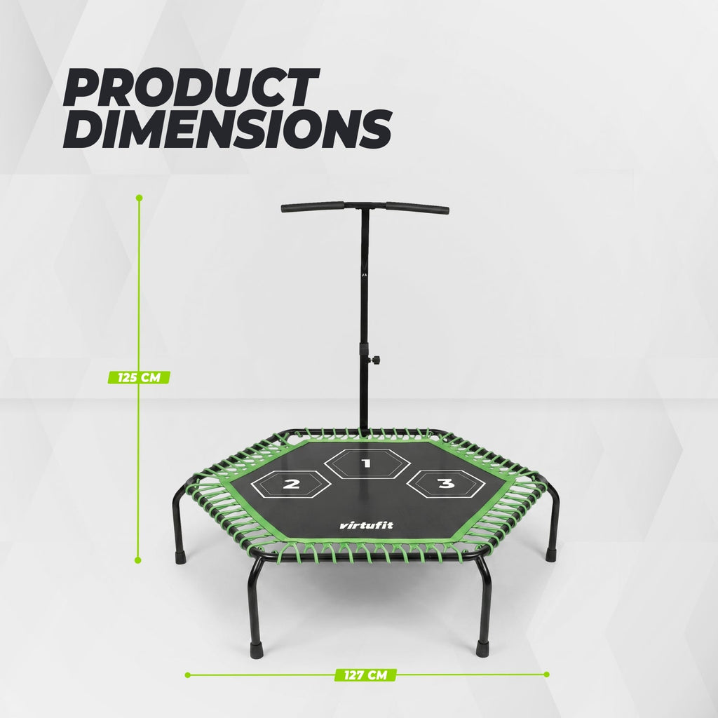 VirtuFit Fitness Trampoline Pro met Handvat - Zwart - 127 cm