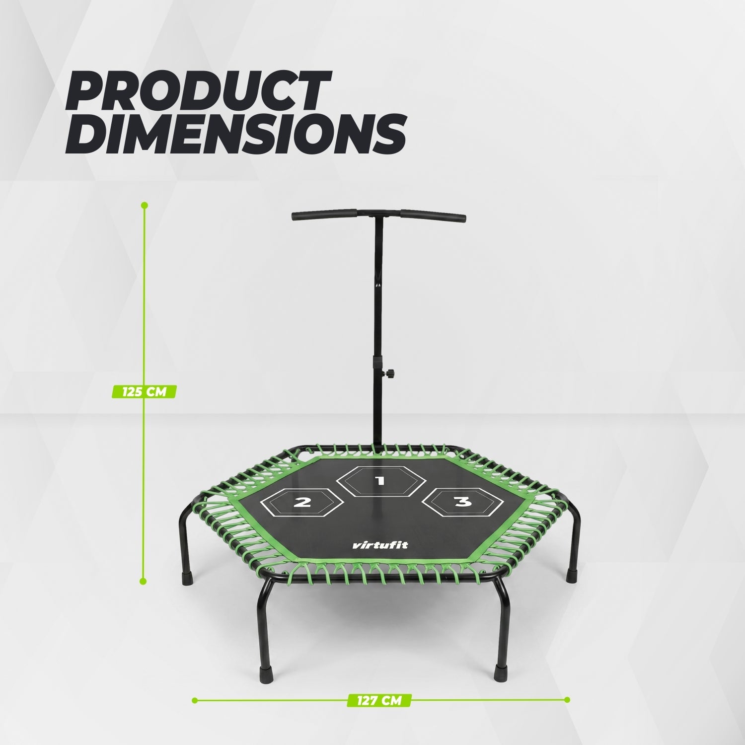 VirtuFit Fitness Trampoline Pro met Handvat - Zwart - 127 cm
