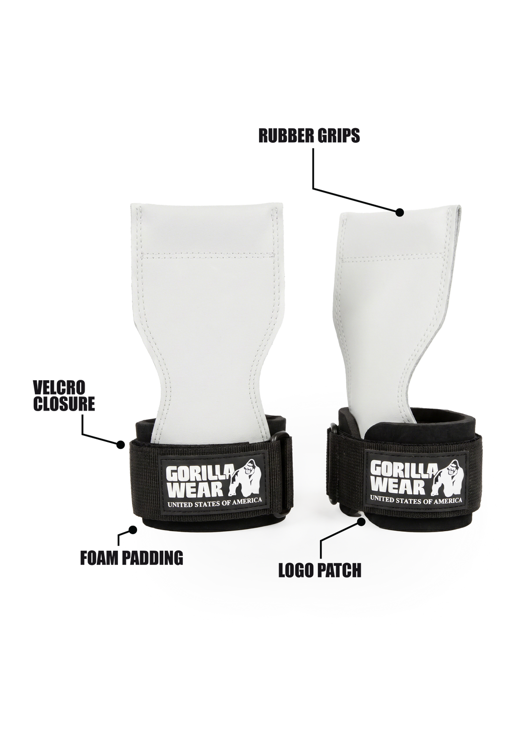 Gorilla Wear Lifting Grips - Zwart/Wit