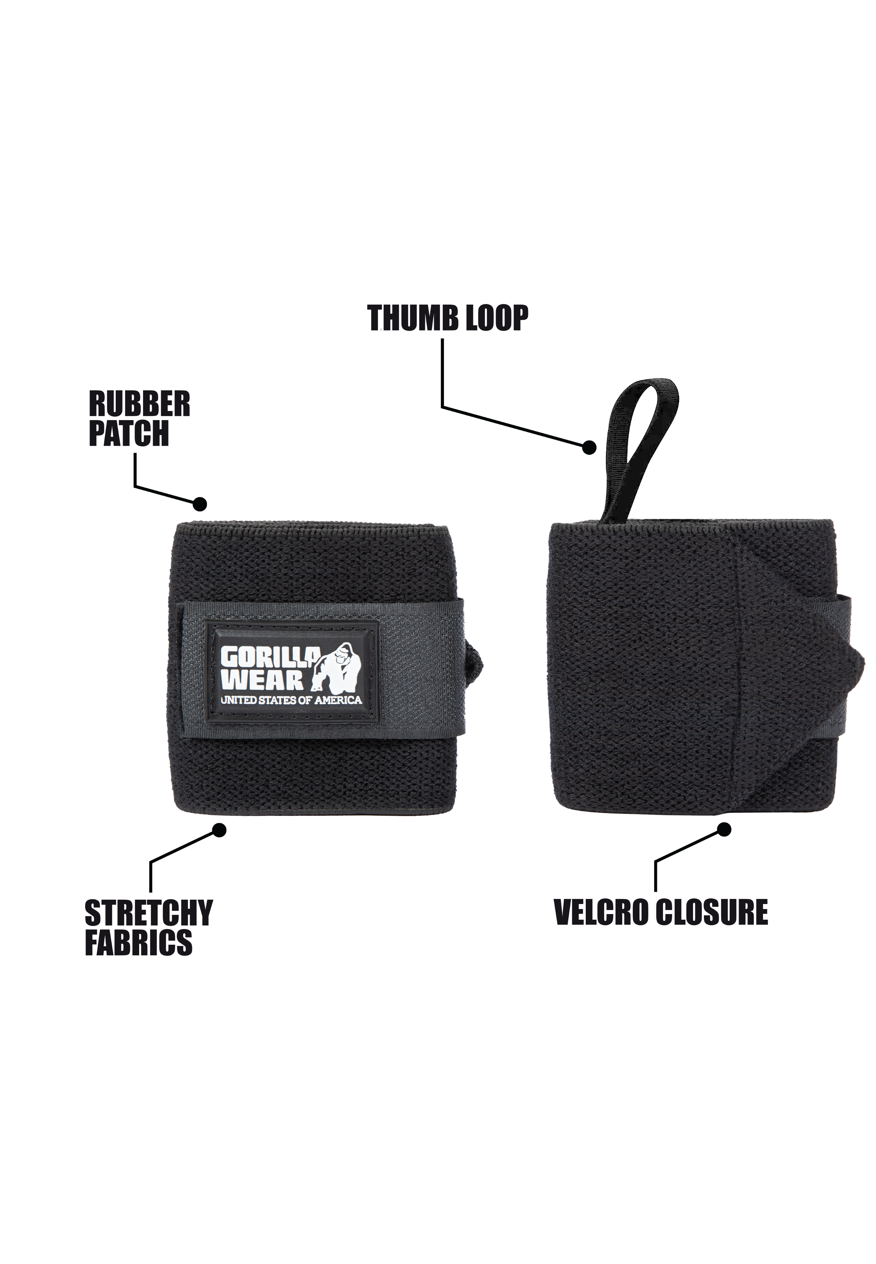 Gorilla Wear Basic Wrist Wraps - Zwart/Wit