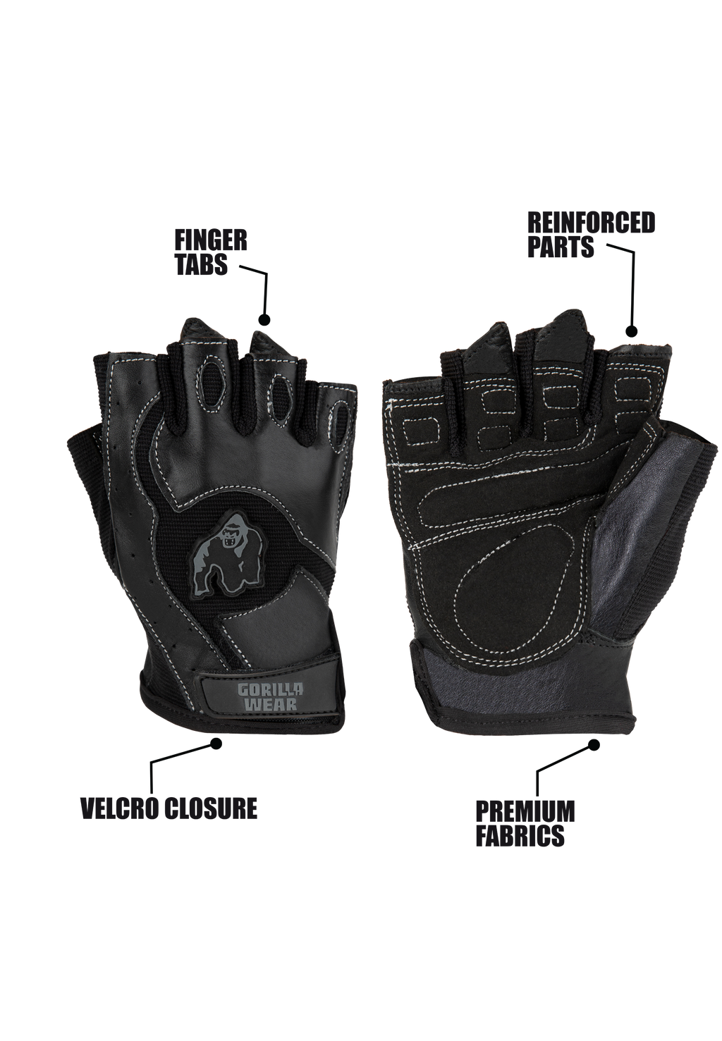 Gorilla Wear Mitchell Training Gloves - Fitness Handschoenen - Zwart