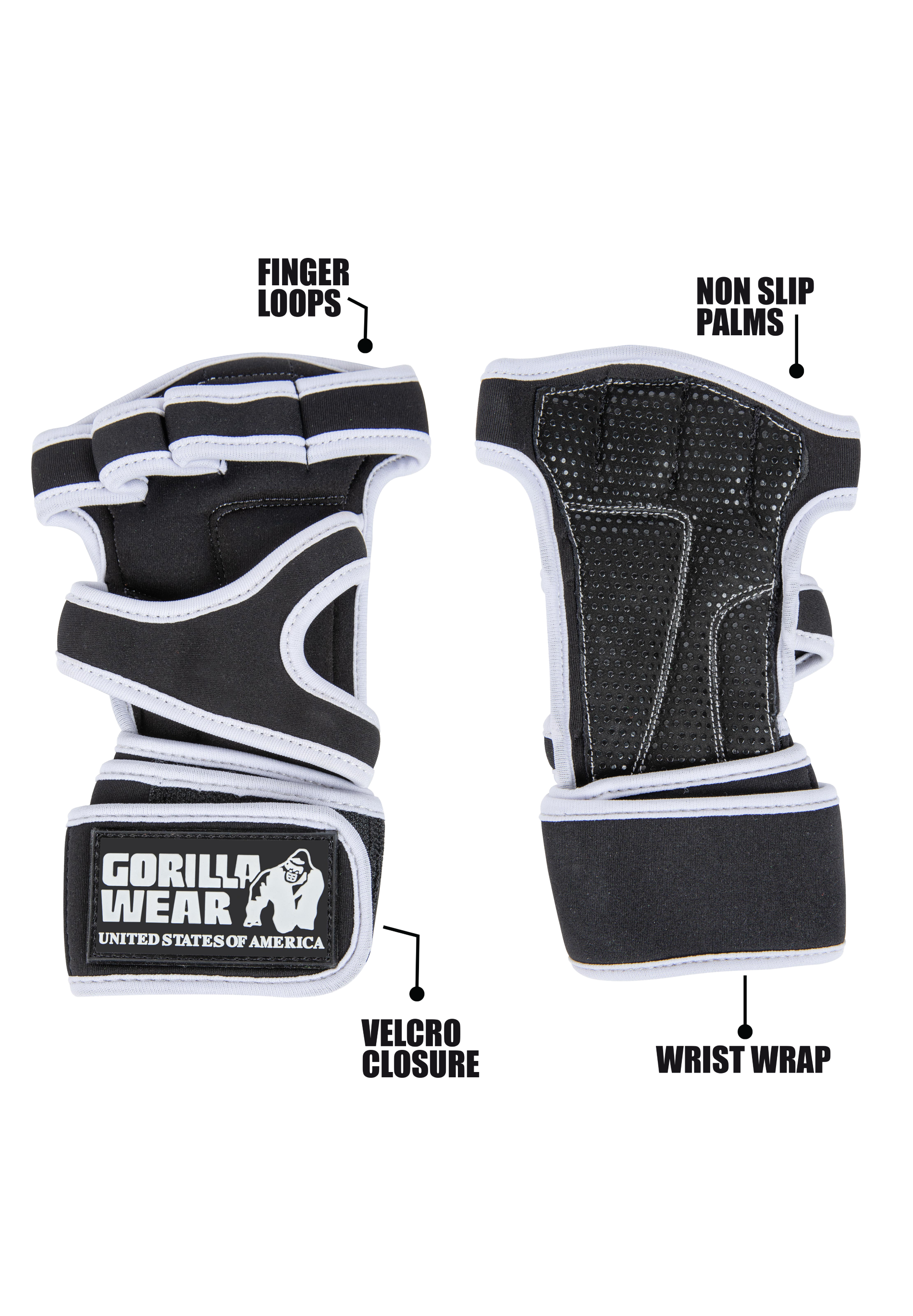 Gorilla Wear Yuma Krachtsport Handschoenen - Zwart/Wit