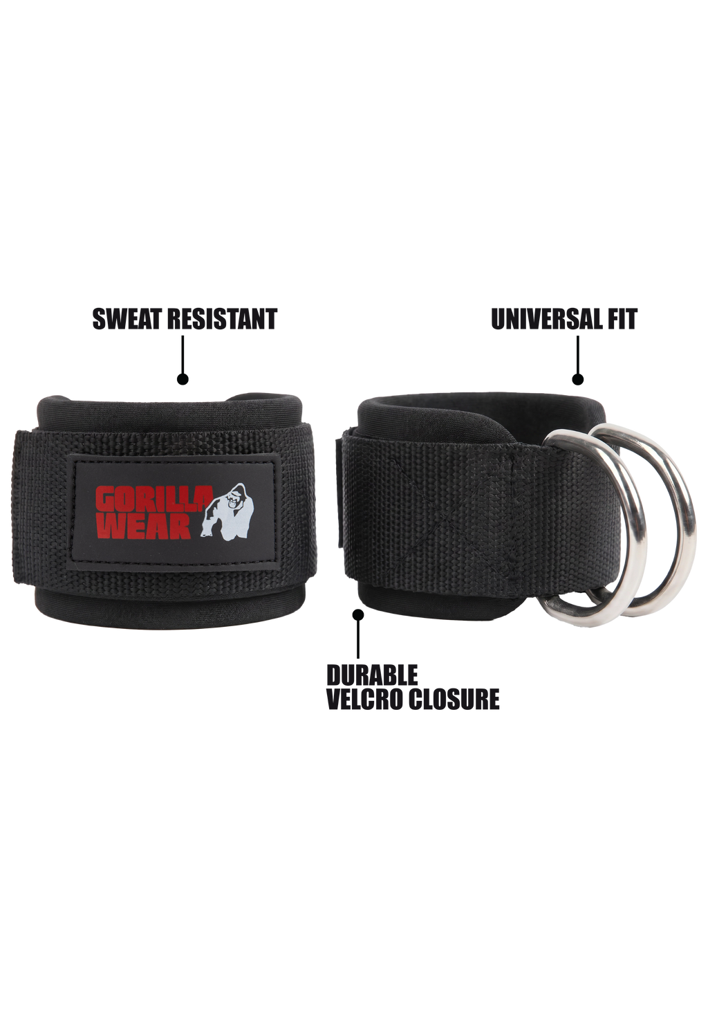 Gorilla Wear Ankle Straps - Zwart