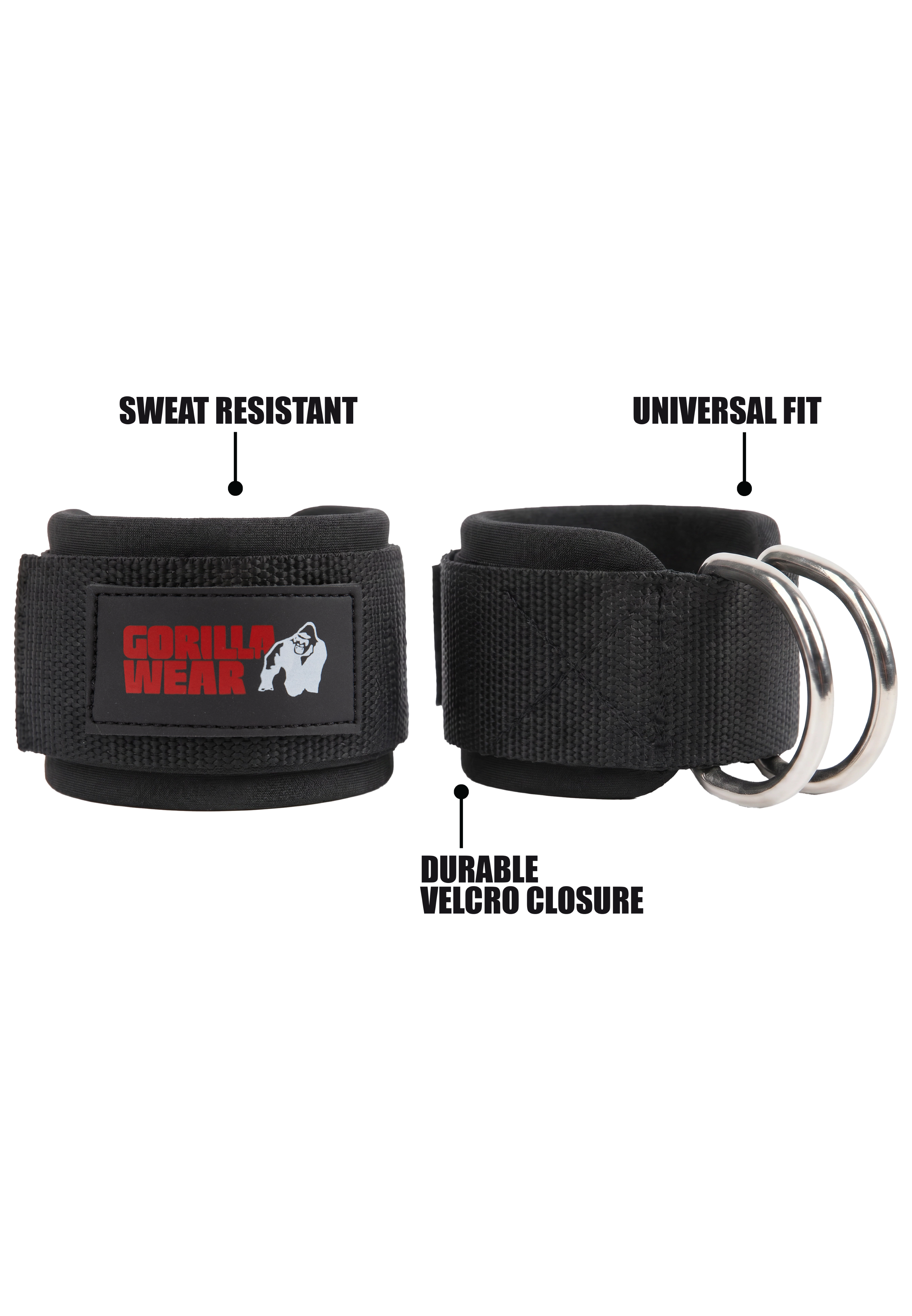 Gorilla Wear Ankle Straps - Zwart
