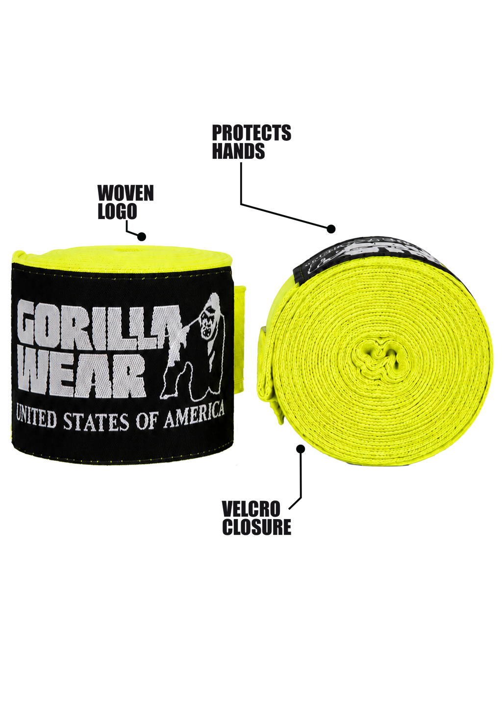 Gorilla Wear Boxing Hand Wraps - Boksbandages - Geel