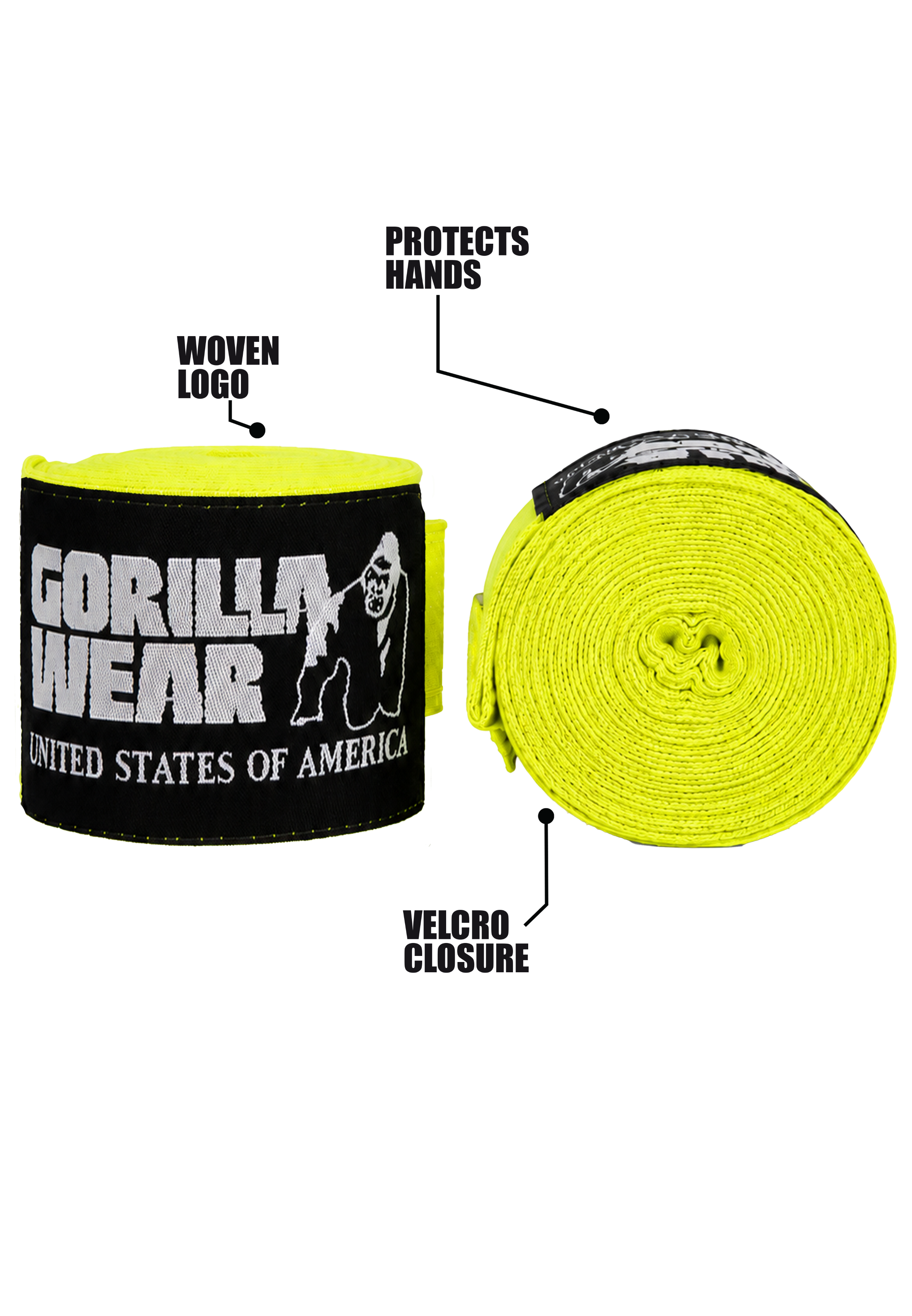 Gorilla Wear Boxing Hand Wraps - Boksbandages - Geel