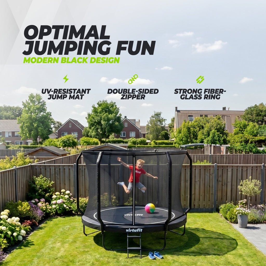 VirtuFit Premium Trampoline met Veiligheidsnet - Zwart - 305 cm