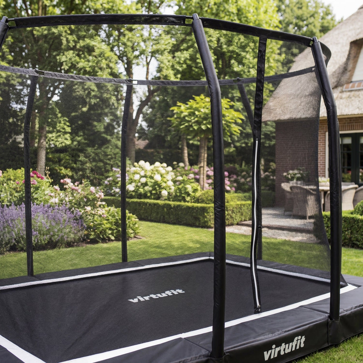 VirtuFit Premium Inground Trampoline met Veiligheidsnet - Zwart - 183 x 274 cm - Tweedekans