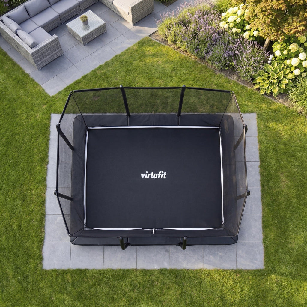 VirtuFit Premium Inground Trampoline met Veiligheidsnet - Zwart - 213 x 305 cm