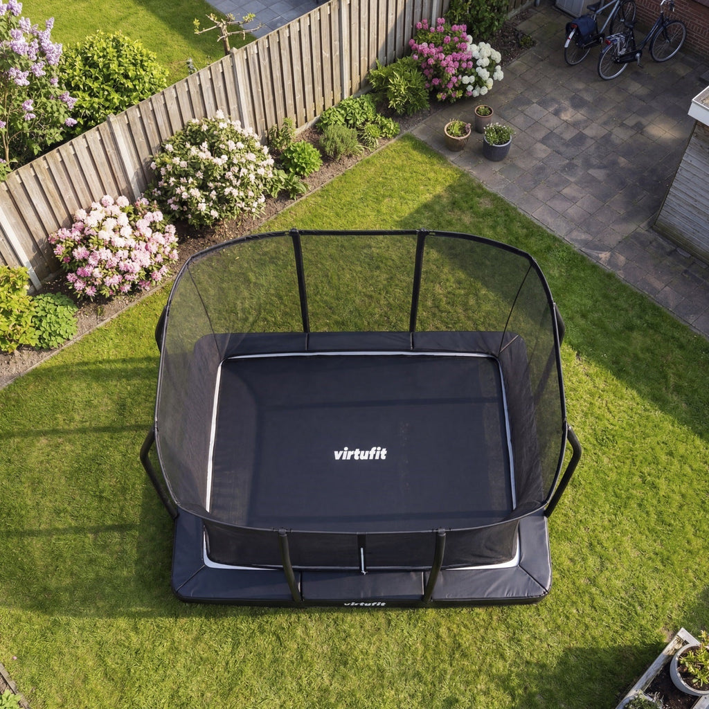 VirtuFit Premium Inground Trampoline met Veiligheidsnet - Zwart - 244 x 366 cm