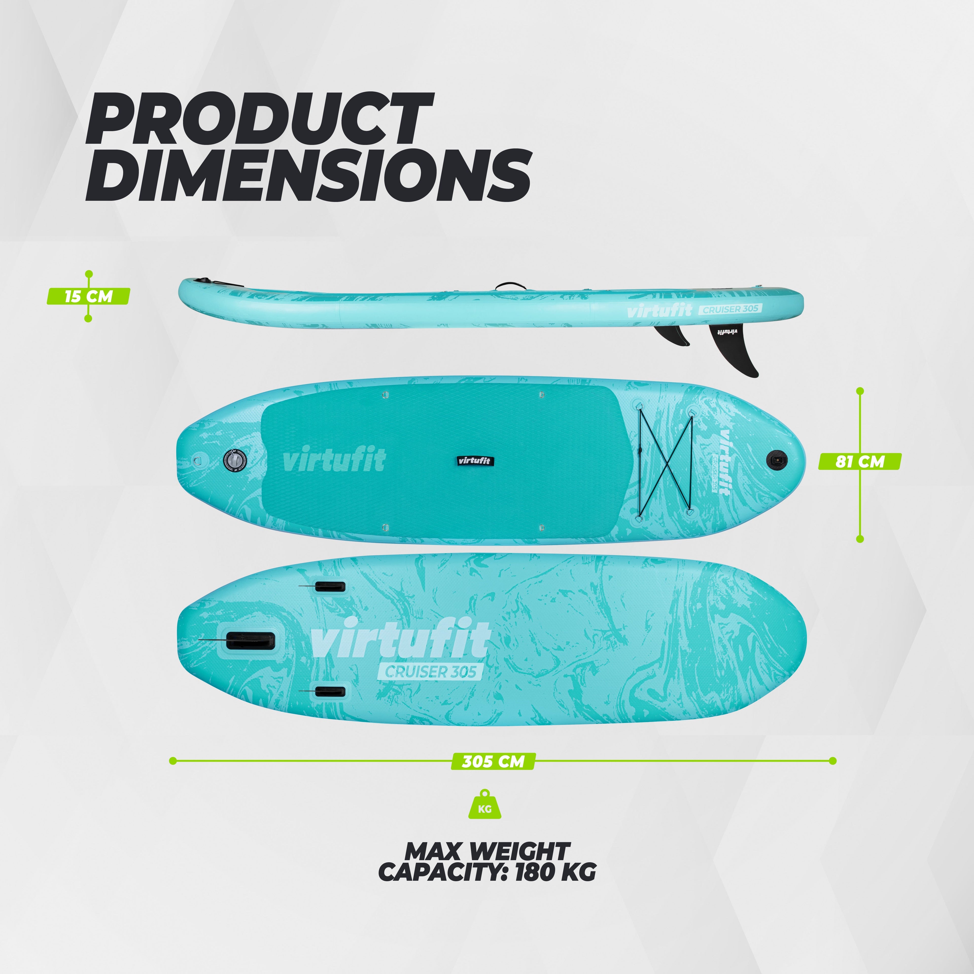 VirtuFit Supboard Cruiser 305 - Zwart - Met Kajak zitje, accessoires en draagtas