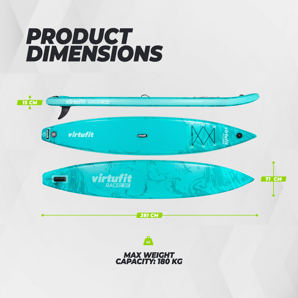 Virtufit Supboard Racer 381 - Turquoise - Inclusief accessoires en draagtas