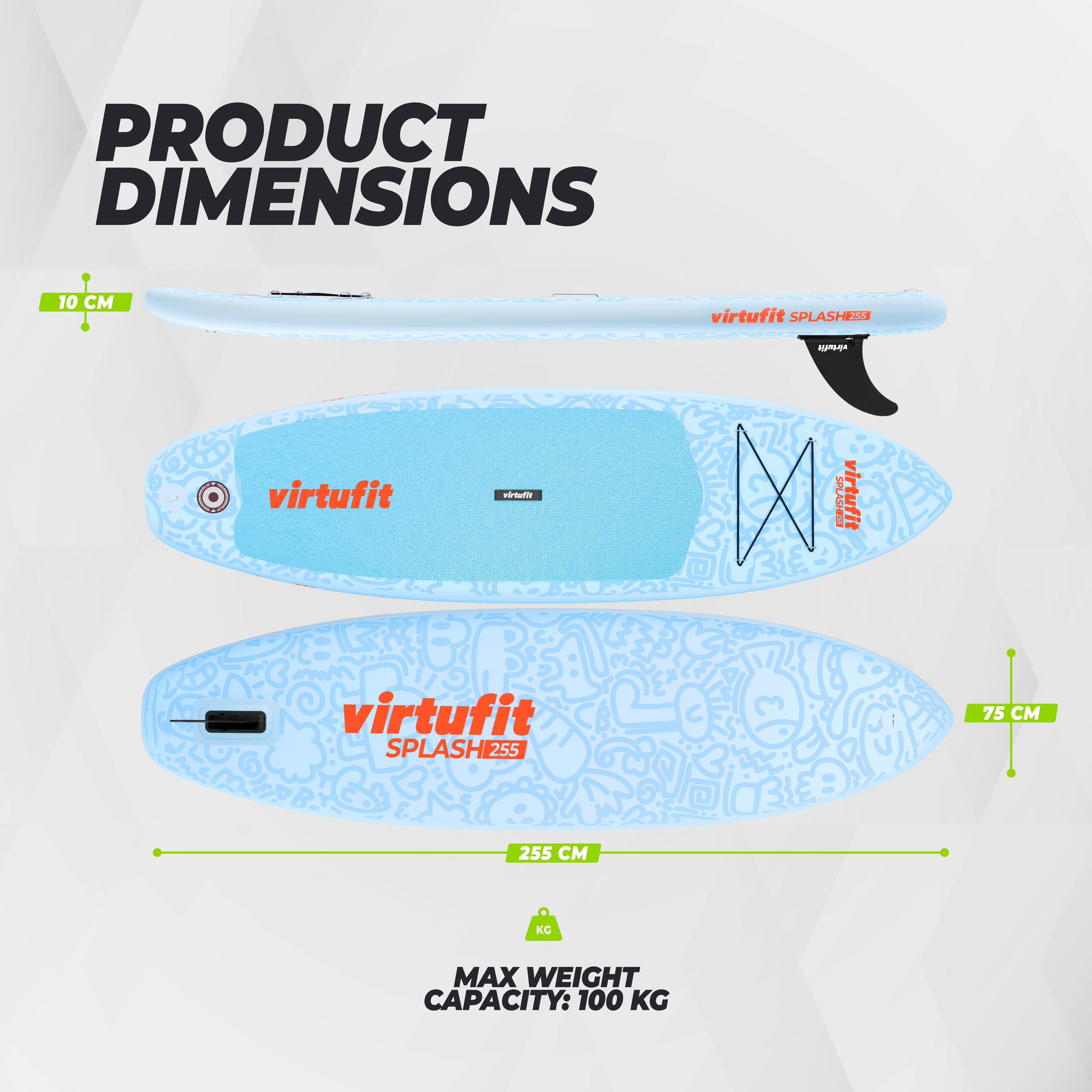VirtuFit Supboard Splash 255 - Doodle Blue - Met accessoires en draagtas