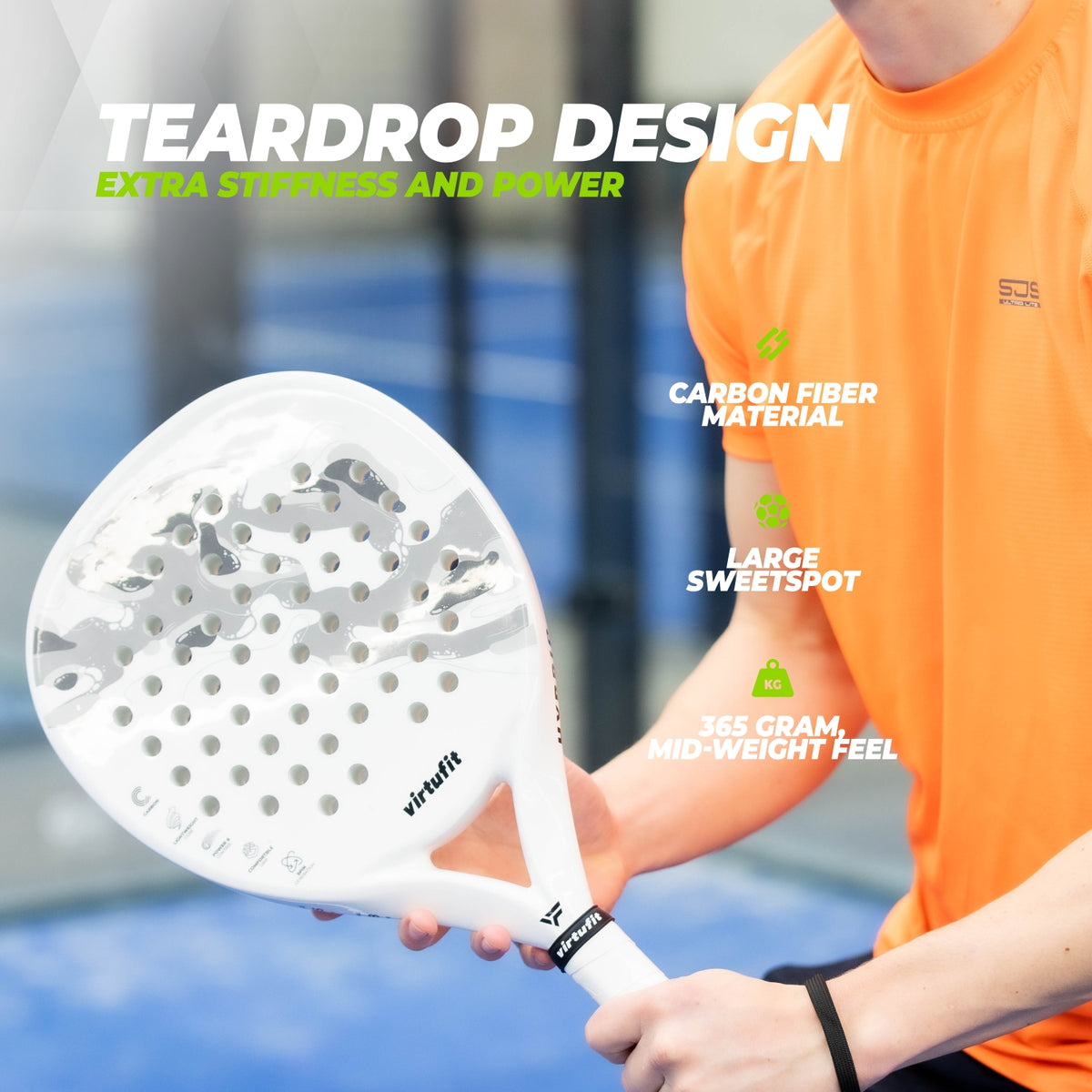 VirtuFit Hybrid Padel Schläger - Weiß - Grau