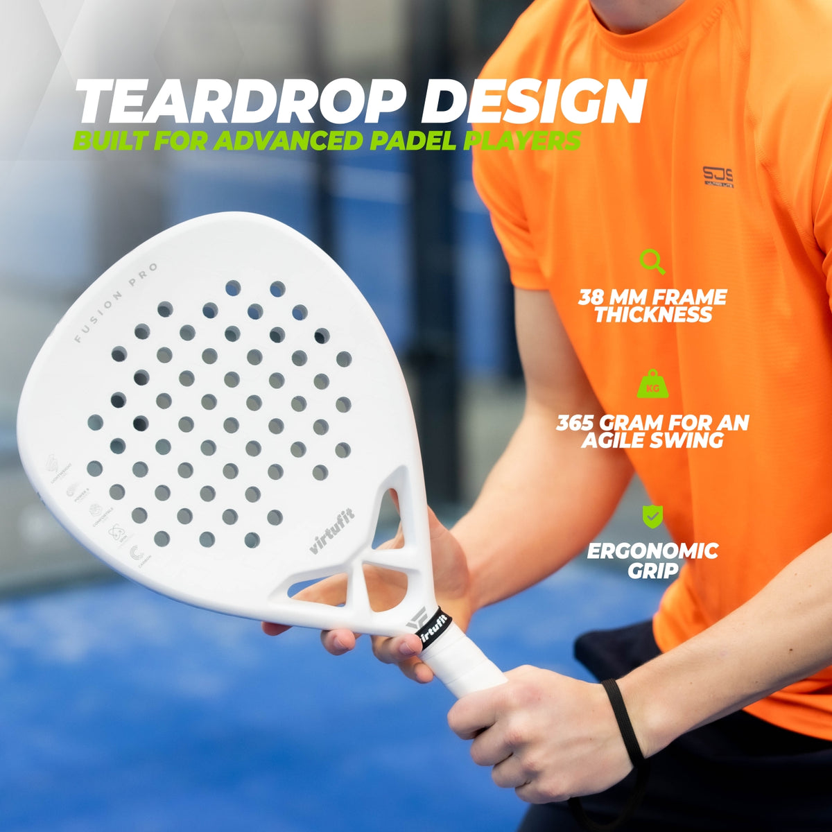 VirtuFit Fusion Pro Padel Schläger - Weiß - Silber