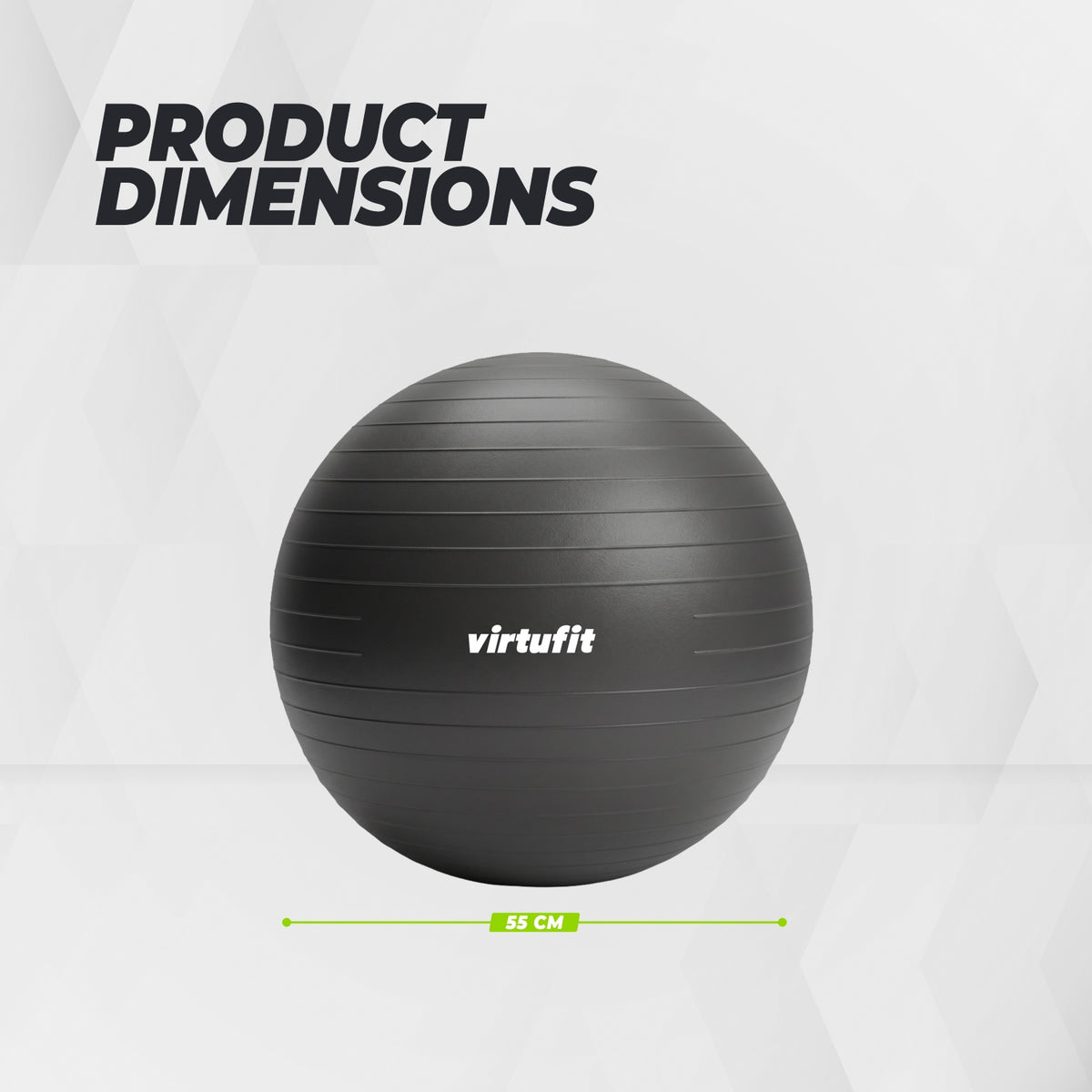 VirtuFit Anti-Burst Fitnessball Pro - Gymball - Swiss Ball - mit Pumpe - Schwarz - 55 cm