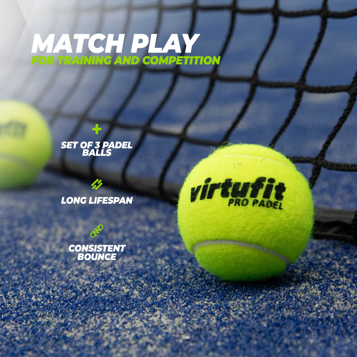 VirtuFit Pro Padel Bälle - Set / 3 Bälle